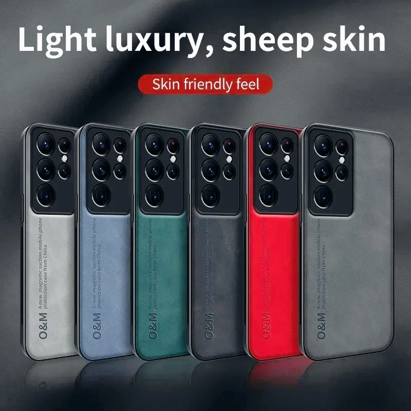 Luxury Magnetic Leather Case For Samsung Galaxy S20 S21 FE S22 Ultra S23 Plus Note 20 Ultra 5G Cover Silicone Phone Case Coque