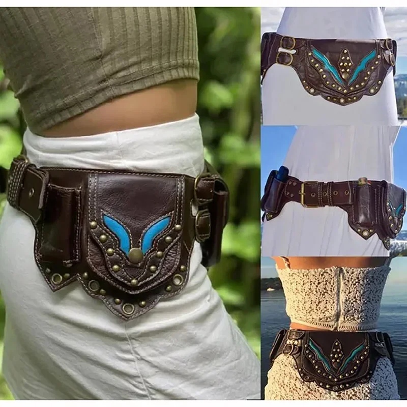 

Viking Costume Woman Medieval Steampunk Bohemian Adjustable Belt Bag Festival Pocket Waist Pack Pirate Knight Cosplay Carnival