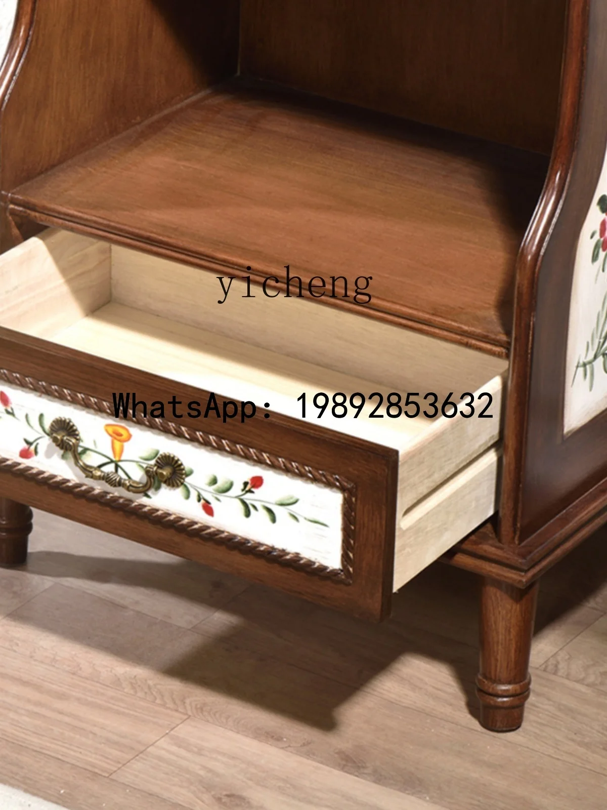 American Country Bookcase Solid Wood Painted Household Living Room Storage Storage Cabinet