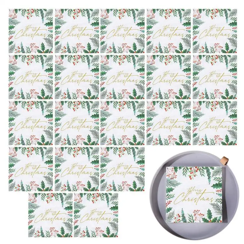 Weihnachts-Papierserviette, 20 Stück, Gesichtstuch-Gastserviette, 2-lagige Seidenpapier-Handserviette, elegante Abendessen-Dekoration für Weihnachten