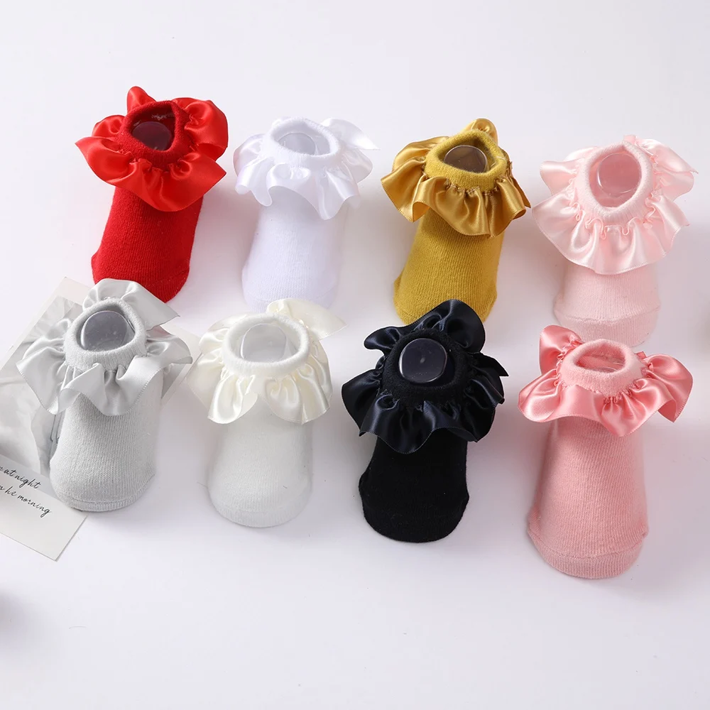 

Baby Socks Summer Spring Lace Ruffle Combed Cotton Knit Socks Princess Girls Infant Toddler Indoor Floor Short Socks 0-12M
