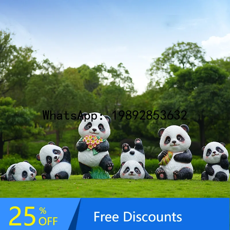CZ Outdoor Realistic Panda Sculpture Forest Landscape Park Lawn Floor Animal Decoration Craft Ornament