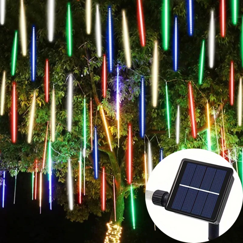 

Solar Powered Street String Lights LED Meteor Shower Rain Lights Holiday Wedding 8 Tubes Fairy Garden Light Christmas Decoration