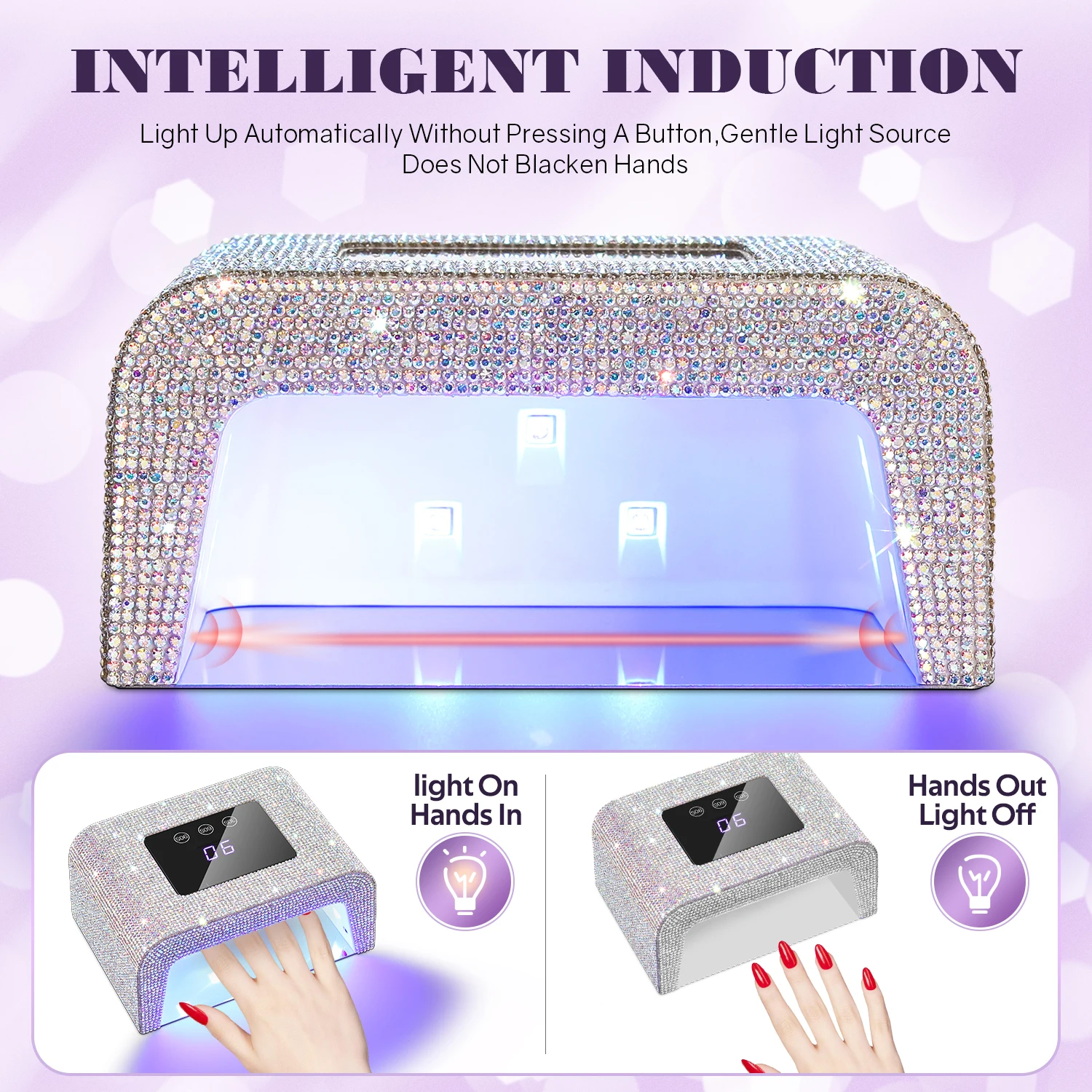 Lámpara de uñas profesional con luz LED UV para principiantes con 3 ajustes de temporizador, Control táctil y lámpara de curado con Sensor automático para salón y hogar