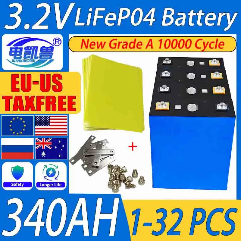 جديد عالي الجودة 1-32 قطعة 3.2 فولت 340AH Lifepo4 بطارية لتقوم بها بنفسك 12 فولت 24 فولت 48 فولت الشمسية RV التخييم تخزين الطاقة المنزلية بطارية قابلة للشحن #2