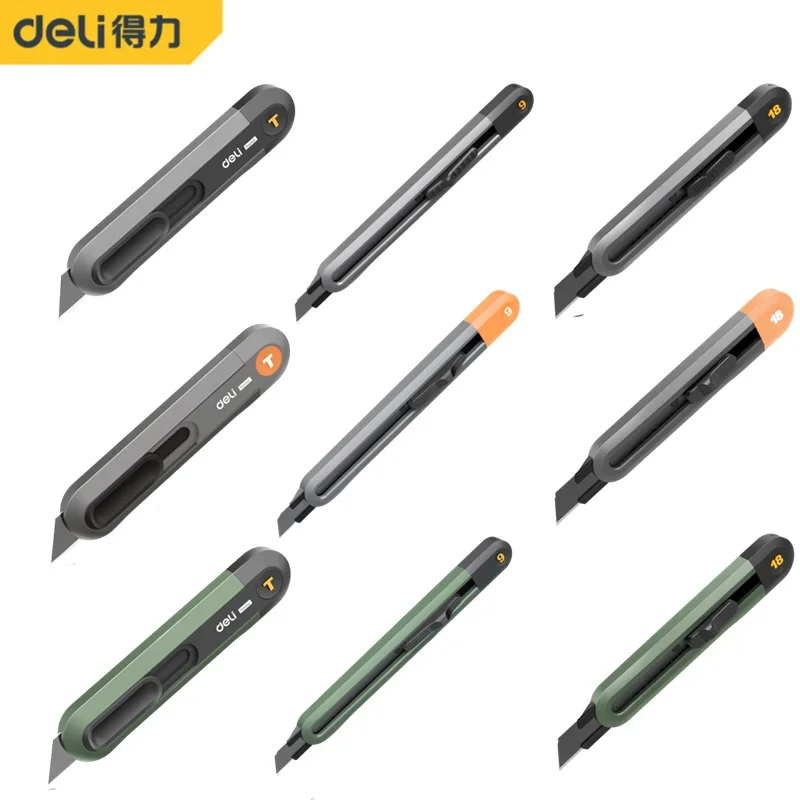 Deli Multifunction Portable Tool 1 Pcs 9/18mm T-shape Utility Knife SK2 Material Blade ABS Handle Household Hand Tools Knifes