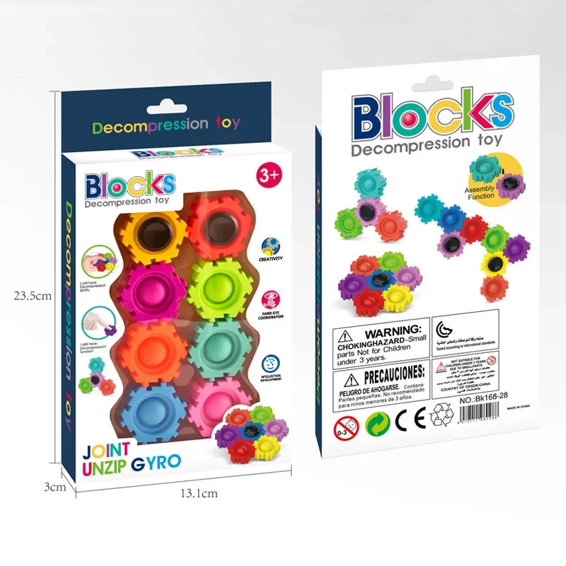 Toupie déformable pour enfants, blocs de construction de puzzle, Fidget Spinner, gyroscope de bricolage, cadeau de jouets d'instituts souligné