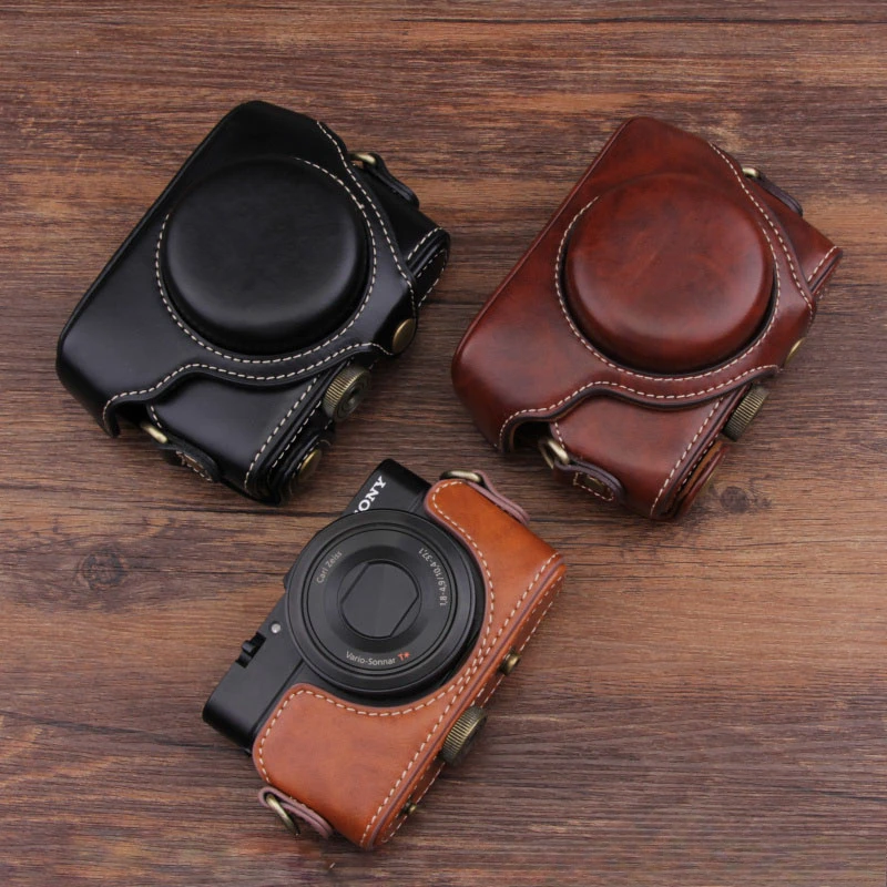 

For Sony DSC-RX100m7 m6 m5 m4 m3 m2 rx100 II, III, IV, V, VI VII Camera housing Face clip jacket Retro pu camera bag