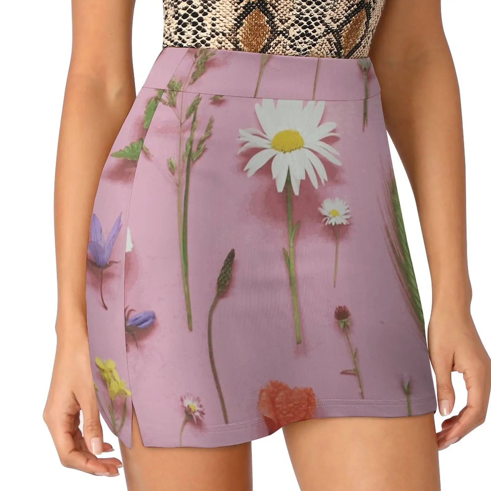 Wild Flowers Women's skirt Mini Skirts A Line Skirt With Hide Pocket Still Life Wild Flowers Floral Spring Flowers Nature