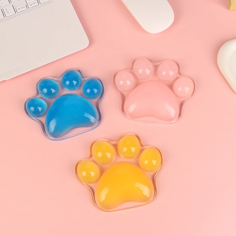 Transparent Cat's Paw Shaped Silicone Mouse Wrist Rest Anti-Fatigue Office Keyboard Holder Anti-Slip Easy Typing Support Pad