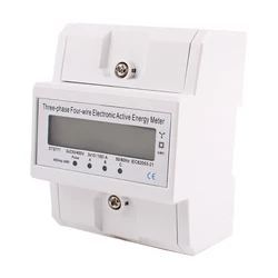 Din Rail 3 Phase 4 Wires LCD Digital Display Wattmeter Power Consumption Energy Electric Meter kWh 10(100A) 230/400V 50/60Hz