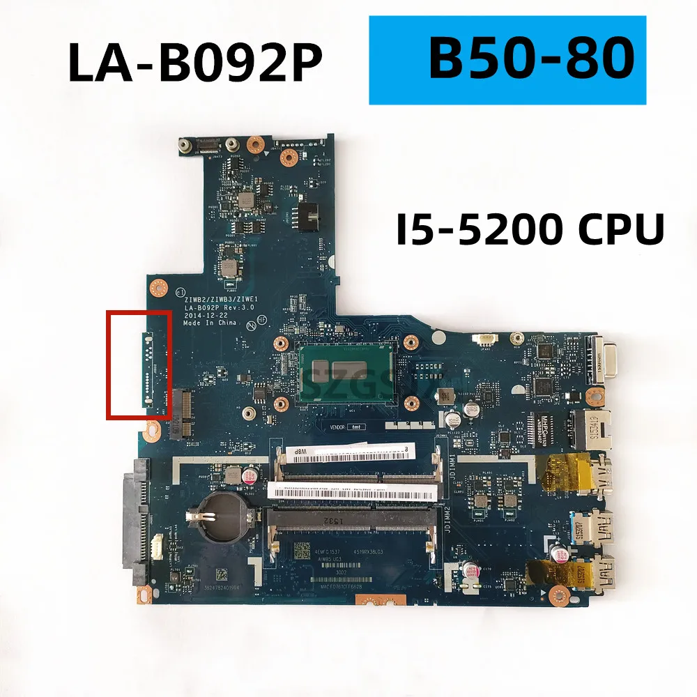 For Lenovo B50-80 Motherboard ZIWB2 LA-B092P ,I5-5200 CPU UMA,DDR3 100% TEST