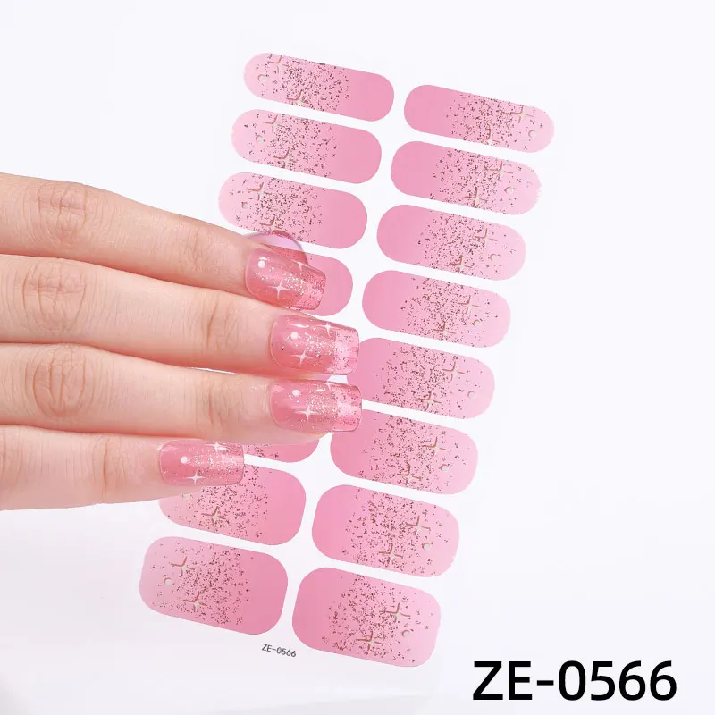 16Tips Full Cover Nail Sticker Shining Stars Nail Polish Strips Long-Lasting Self Adhesive Nail Art DIY Manicure Decoration