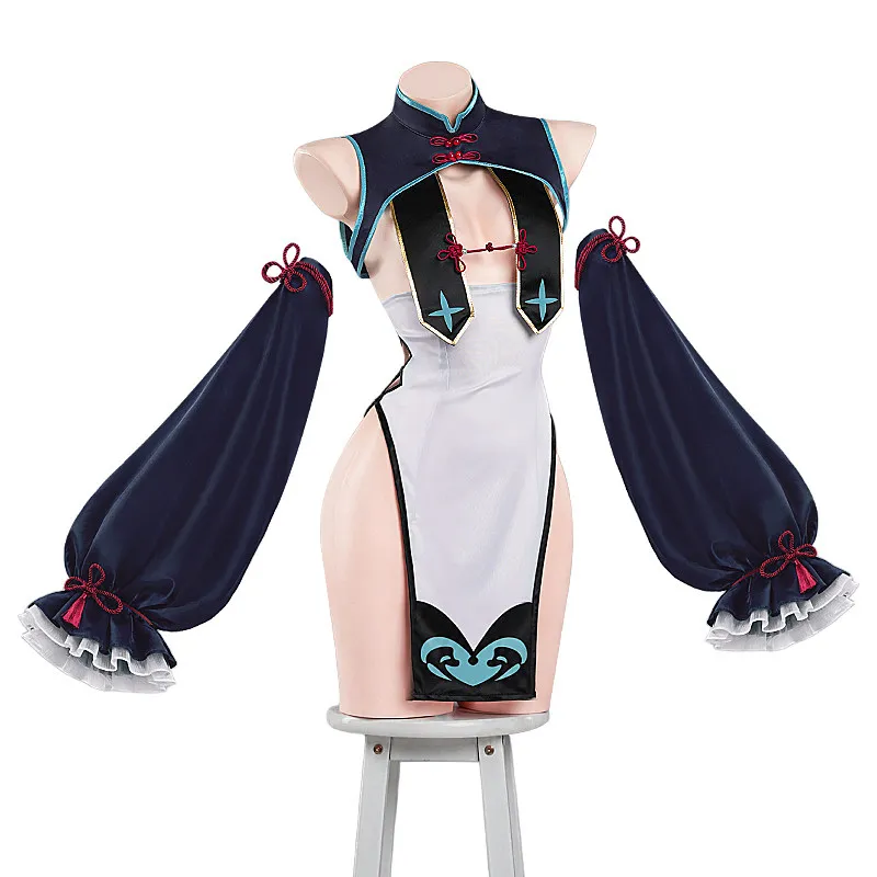 Blue Archive Kisaki Fanart Zombie Cheongsam Cosplay Costume Women Chinese Style Qipao Outfit Dress Full Set Halloween Party Cos