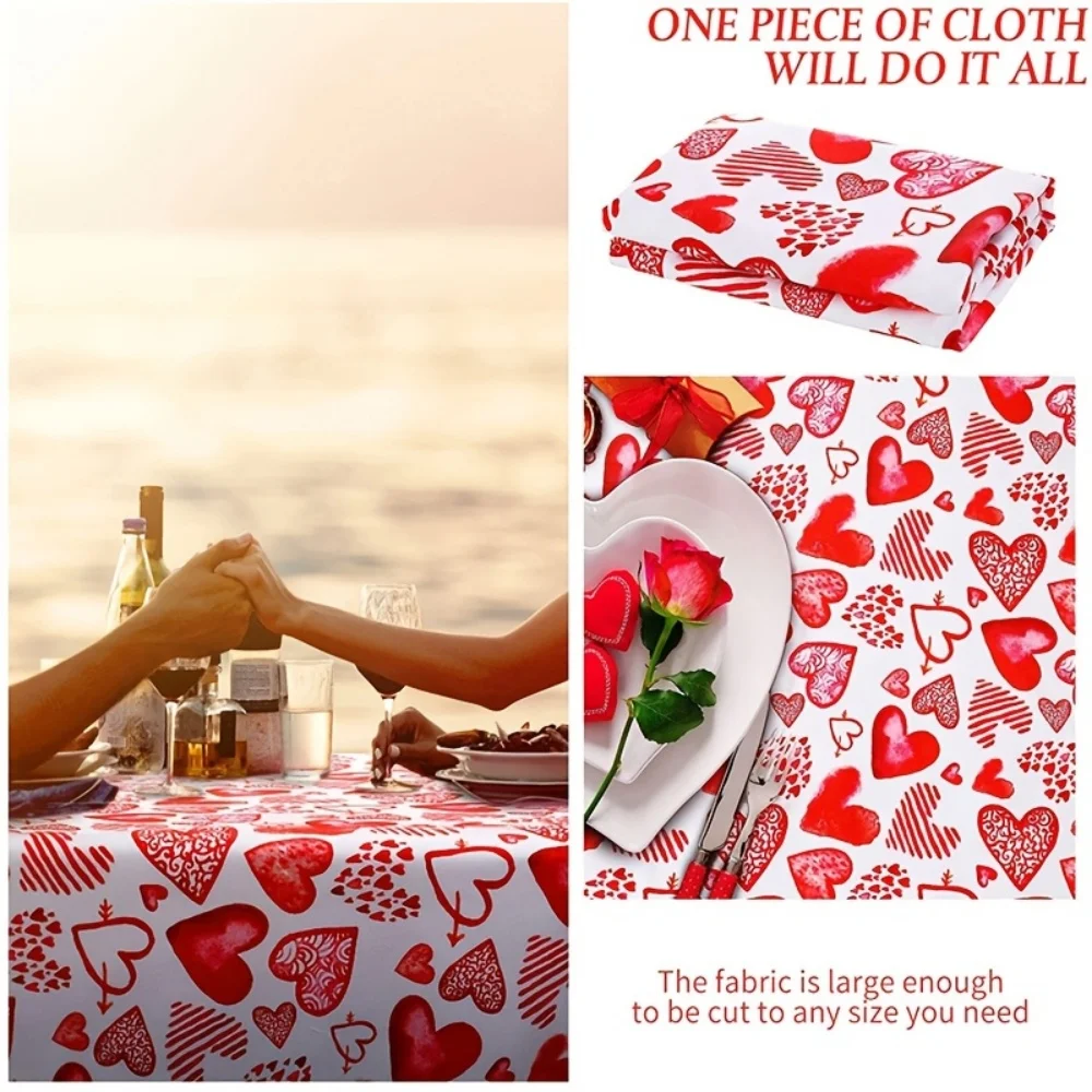 Party Valentine's Day Themed Tablecloth, Waterproof Pe Disposable Tablecloth for Holiday Dates, Suitable for Couple Scene Setup