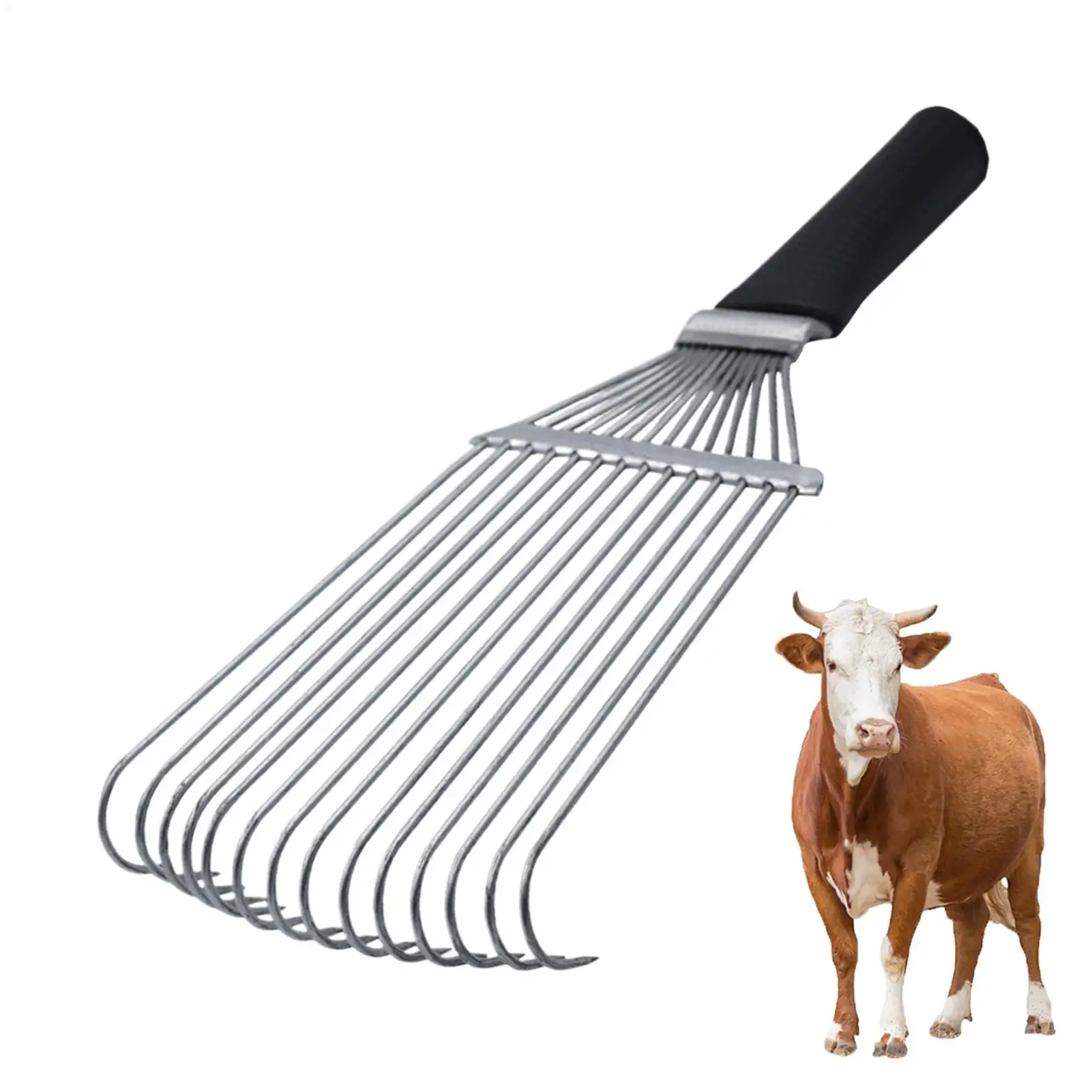 

Грабли для ухода за подшерстком, скребок для спины животных, щетка для выпадения, эргономичная стальная кашемировая шерстяная расческа для удаления волос для овец, коровы, козы