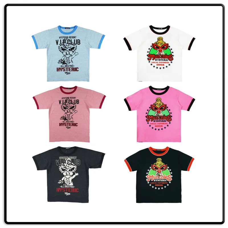 

2025 New Children's Clothing Japanese Summer Round Neck Printed T-shirt for Boys and Girls Summer Clothing Printed Bottom Versat