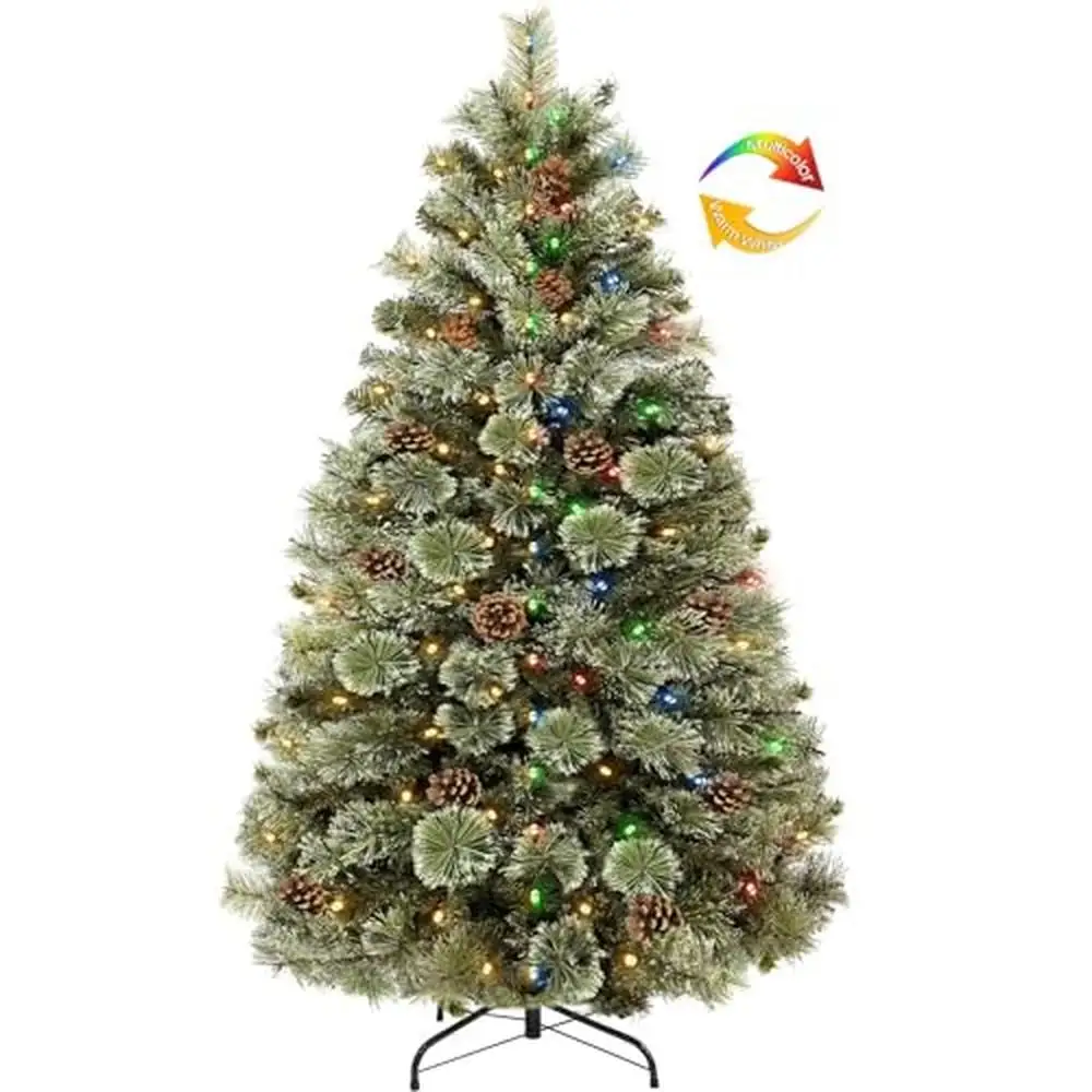 Artificial Scotch Pine Christmas Tree 4.5Ft Dual Color Change&Timer 150 Lights Foldable & Easy Assembly Festive Xmas Decor