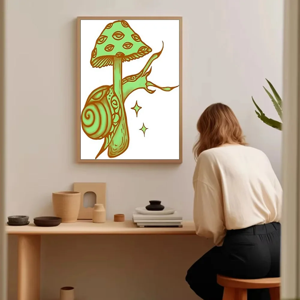 الفطر قماش جدار الفن مخدر ديكور غرفة تريبي الجمالية الطبيعة طباعة Cottagecore المشاعر ديكور المنزل هدية فريدة من نوعها تتجه #5