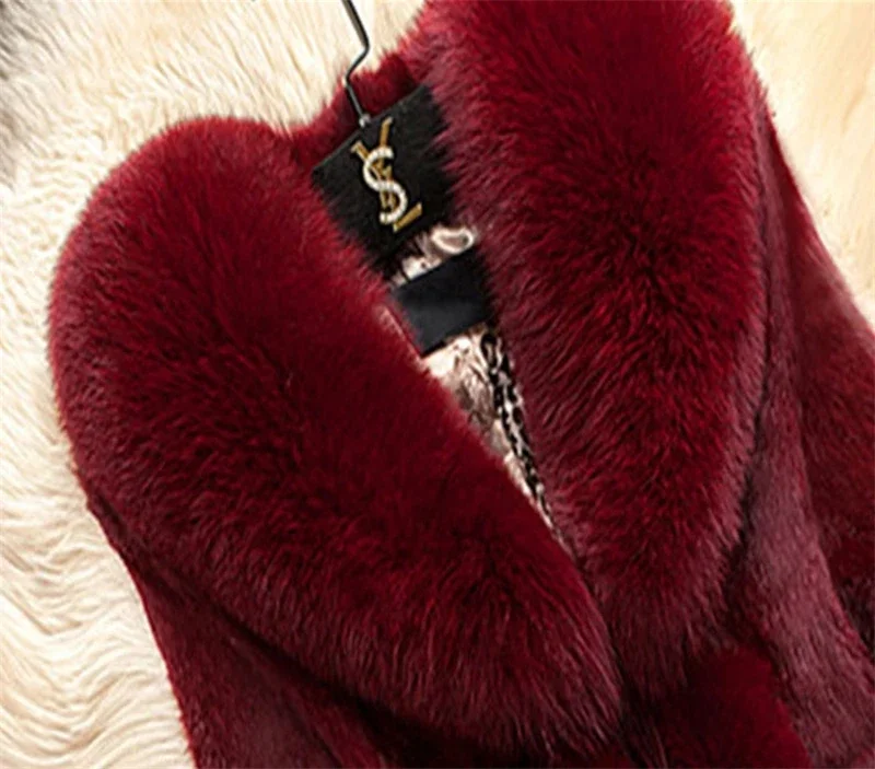 Winter 2025 Faux Fur Coat Women Thick Outwear Female Long Fake Fox Fur Thick Long Sleeve Jacket  Ladies Slim  Warm Faux Fur Coat