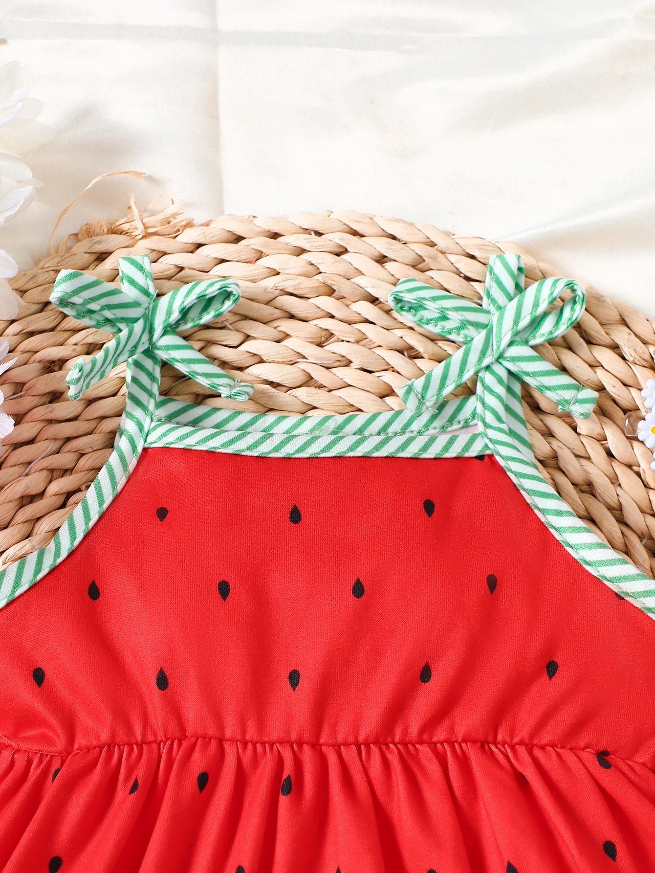 Baby girls summer big red watermelon cute sleeveless triangle onesie