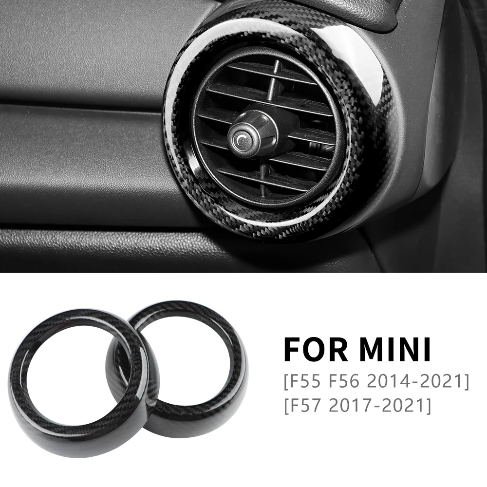 

For BMW Mini Cooper F55 F56 F57 2017-2021 Car Air Outlet Cover Real Carbon Fiber Accessories Dashboard Side Vent Ring Sticker