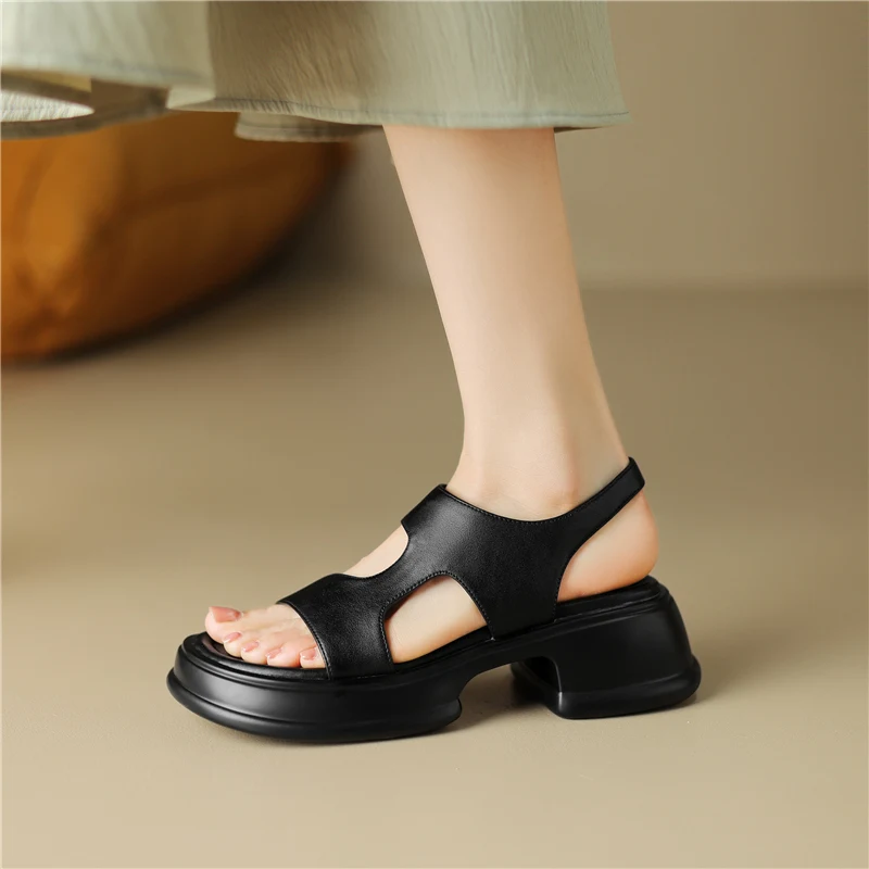 FEDONAS 2024 Summer Leisure Women Sandals Thick High Heels Platform Pumps Genuine Leather Comfortable Casual Outdoor Shoes Woman