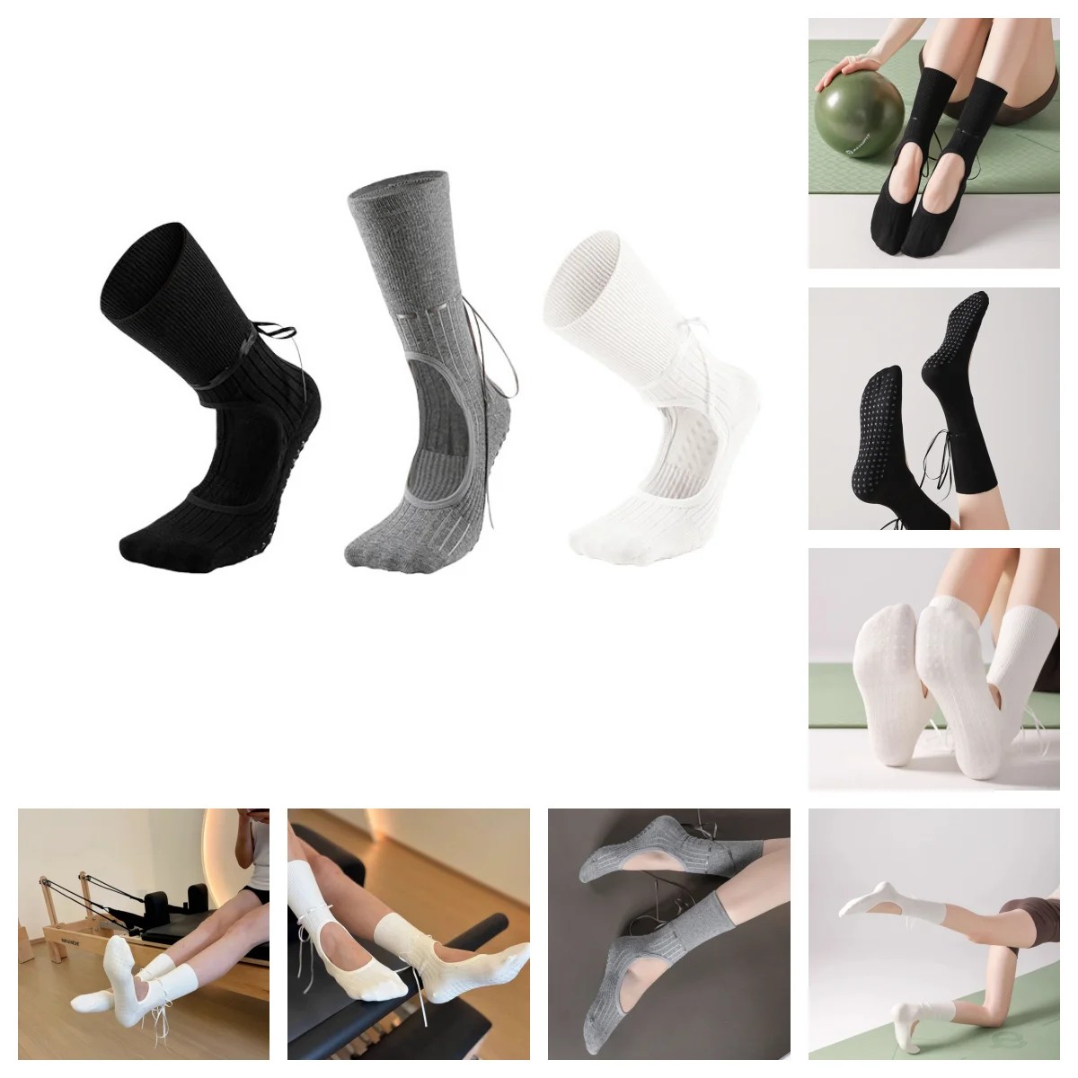 

Европейские размеры 36-42, 1 пара высоких носков для йоги с открытым задником и шнурком, с прорезиненной подошвой, для женщин, создающие ощущение чистой чувственности.