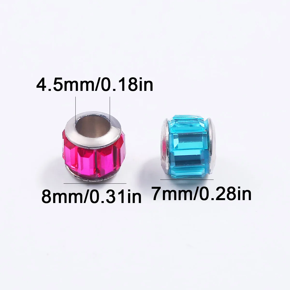 8mm 10pcs Random Mixed Color Large Hole Glass Beads With Copper Core Column For Jewelry Making DIY Bracelets  Accessories