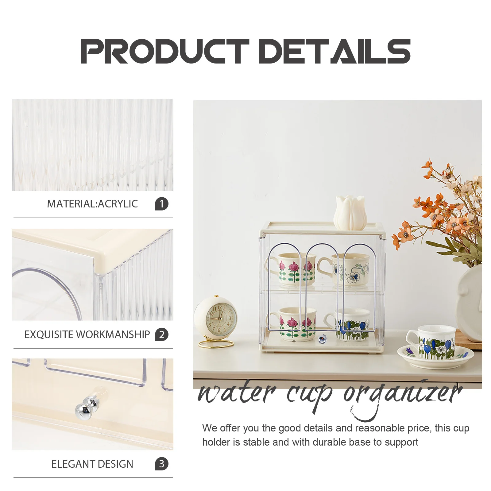 

Double Layer Clear Acrylic Water Cup Organizer Desktop Storage Holder Multi-Use Coffee Cup Rack Acrylic Storage Holder