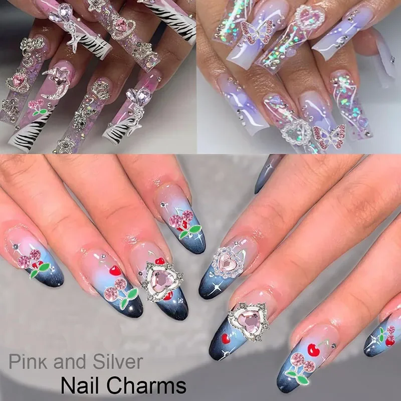 30 قطعة مسمار سحر المعادن كريستال الراين ثلاثية الأبعاد الحب فراشة نجوم الصليب تصميم الأظافر الحرف الفن زينة اكسسوارات