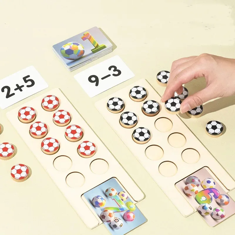 /Children Wooden Puzzle Football Mathematics Addition Subtraction Teaching Aids Kids Early Education Puzzle Board Games Toys