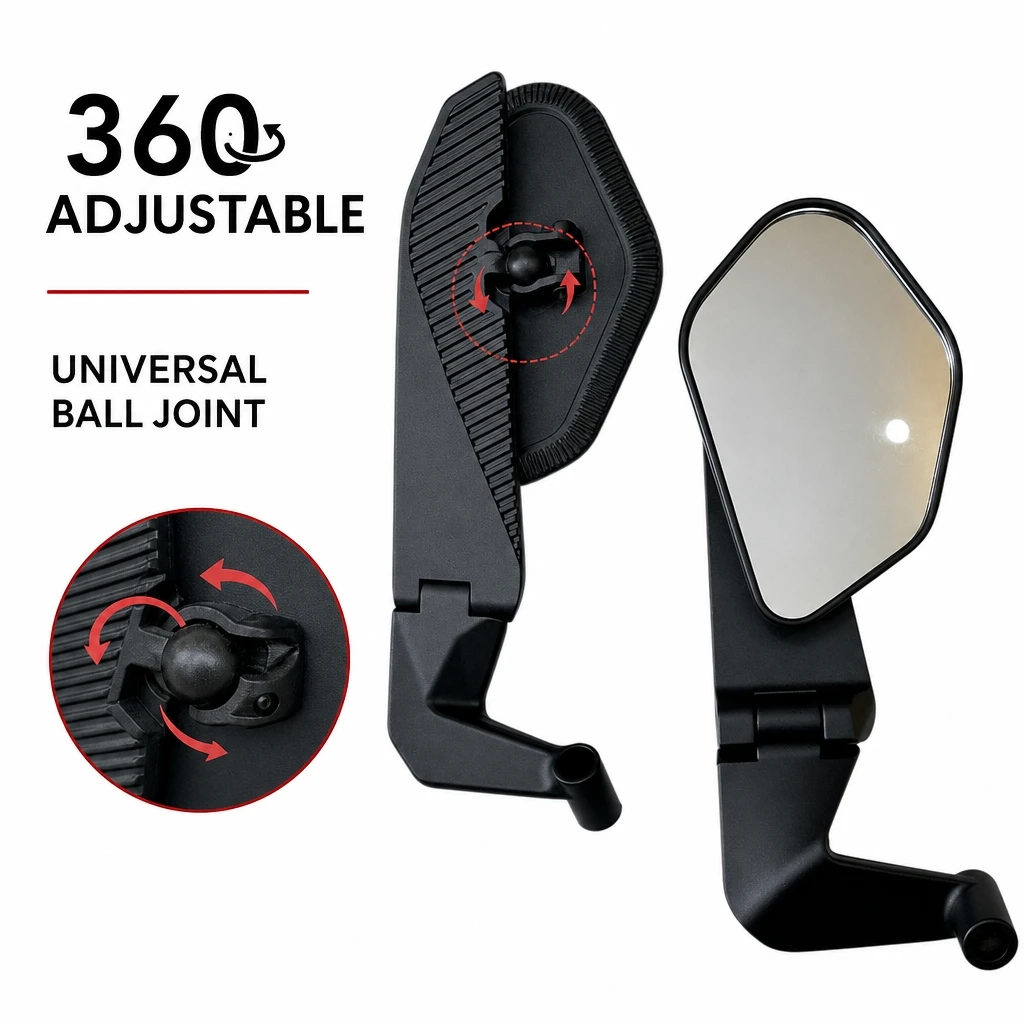 Wide Vision Foldable Wind Wing Side Rearview Mirrors Multi‑Angle Swivel Motorcycle Mirrors Universal For Scooter Electric Bikes