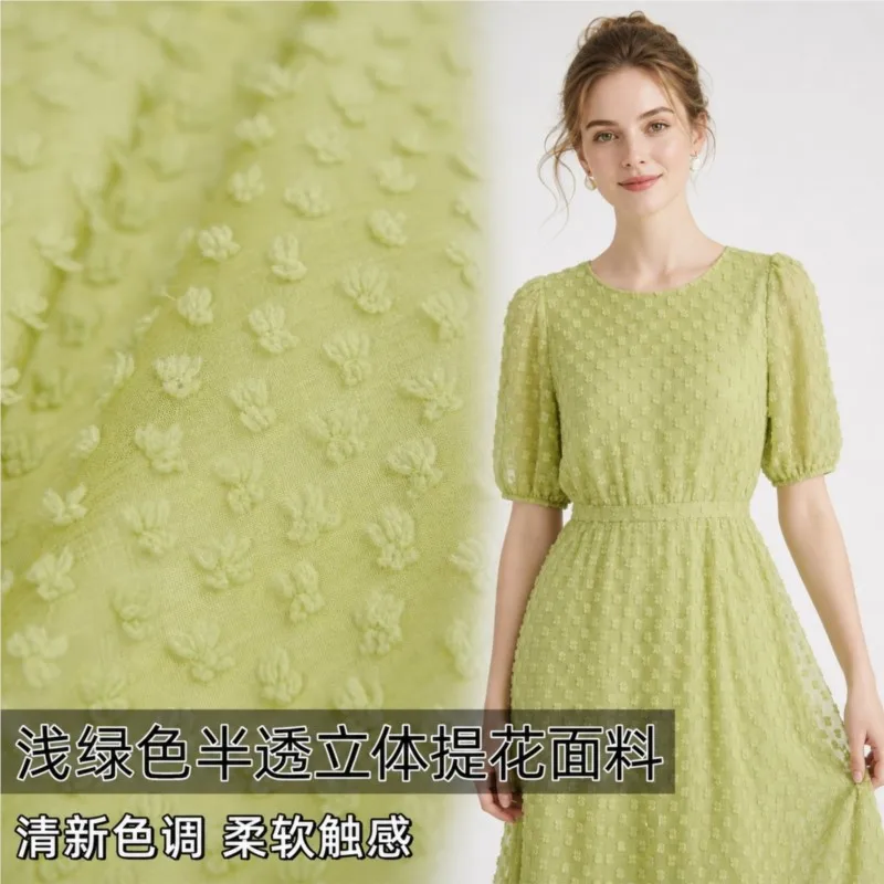 Semi-transparent autumn fabric-like three-dimensional jacquard cut fabric for dresses shirts cardigans cheongsams and Hanfu