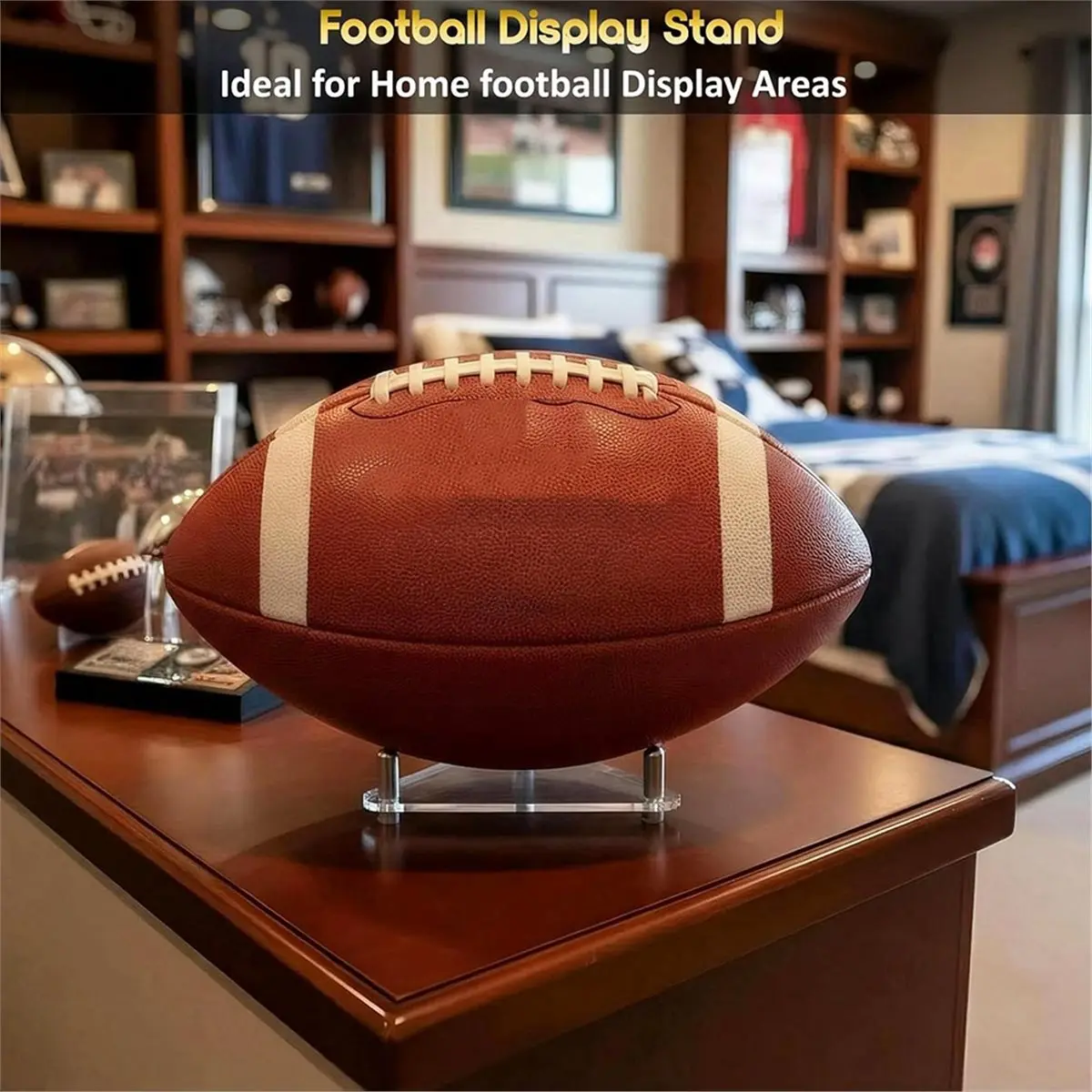 Oct Sale 3-Pack Acrylic Football Stand, Basketball Stand with Stainless Steel Rods, Soccer Ball Holder, Volleyball Holder