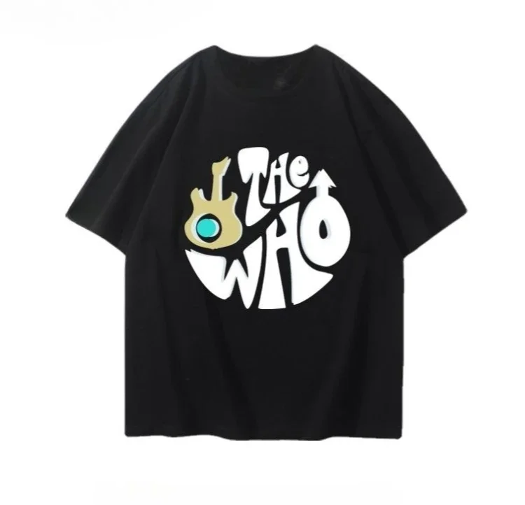 

Who Is The Band Rock Band Plus Size Short Sleeved T-shirt for Women Summer 100% Cotton Versatile Half Sleeved Trend