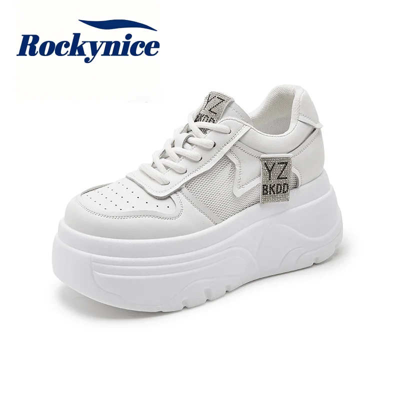 

Women's 7CM Hidden Heels Platform White Shoes New 2026 Summer Mesh Breathable Chunky Sneakers Ladies Casual Walking Sports Shoes