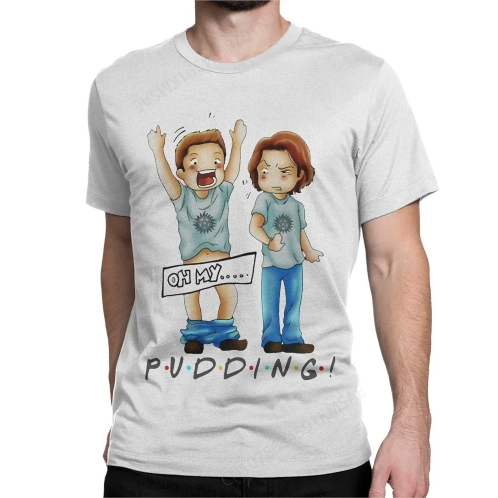 Funny Pudding Dean Supernatural T-Shirt Men Round Neck Cotton T Shirts Short Sleeve Tee Shirt Gift Idea Clothing