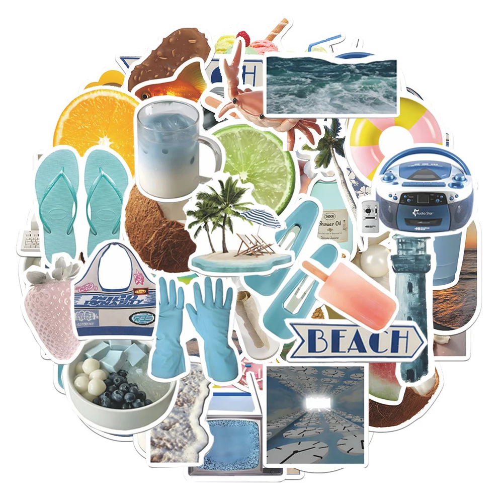

10/30/50pcs Cute Open Sea Aesthetic Cartoon Stickers INS Style Decals Decoration DIY Laptop Helmet Suitcase PVC Sticker for Kids