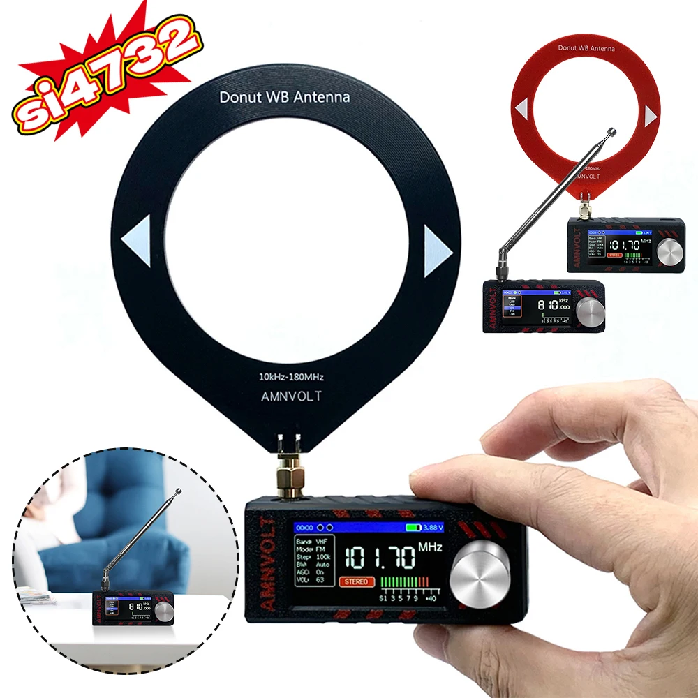 AM FM جميع الموجات راديو SI4732 0.5-108 ميجا هرتز LSB USB FM/AM راديو 1.9 بوصة IPS شاشة راديو جيب صغير مع هوائي SMA-KE استقبال