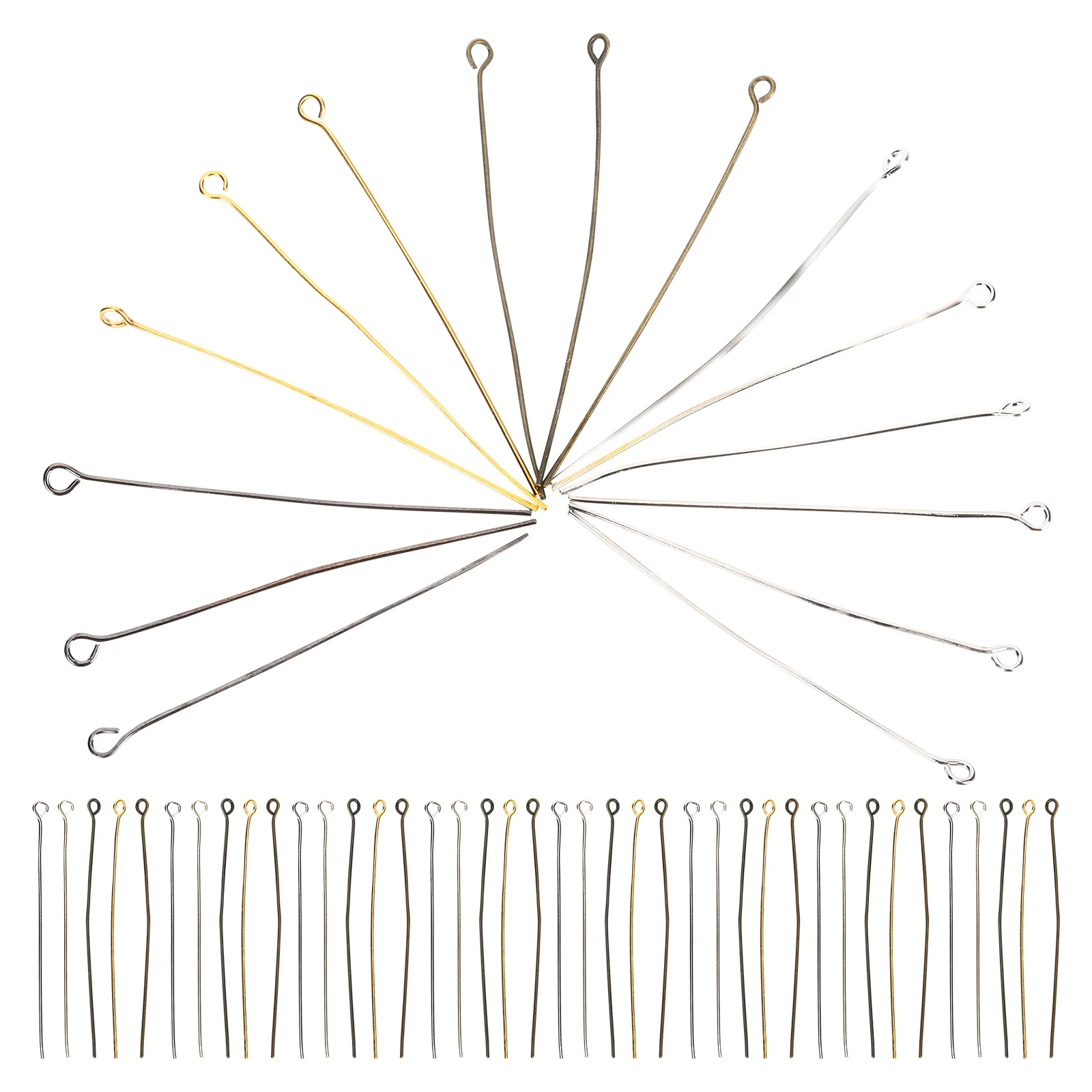 500pcs Head For Jewelry Eye Pin Jewelry Making Metal Eye Pin With End Beaded Links Dangles Connector Supplies