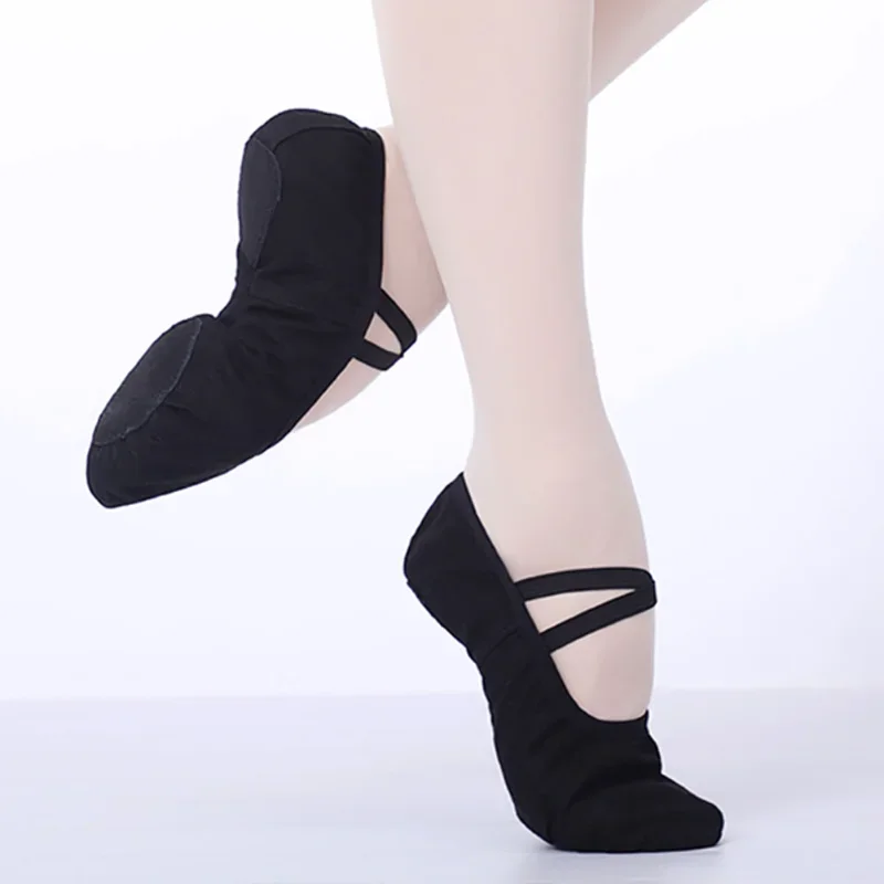 Zapatos de Ballet de lona para niña, zapatillas de baile de Ballet de suela suave, zapatos de bailarina de práctica para niños, zapatos de baile para mujer