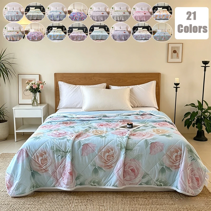 

1pc Printed Summer Quilt,soft Breathable Summer Blanket,Ultra Soft Lightweight Breathable Comforter for Home,Dormitory여름철 에어컨 이불