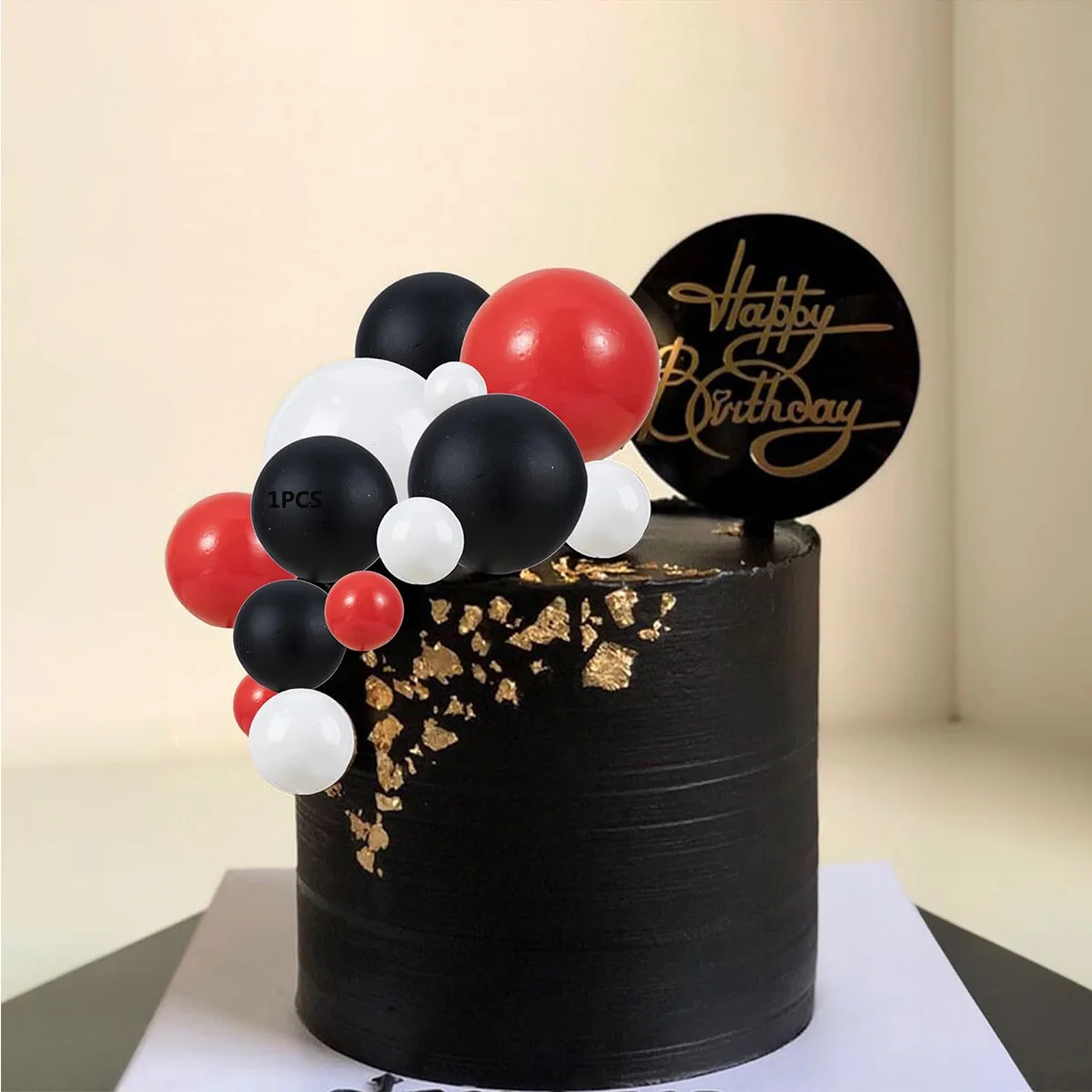 Ball Kuchen Topper Dekorationen Mini Luftballons Kuchen Topper Schaum Bälle Kuchen Für Hochzeit Party Geburtstag Kuchen Dekorieren Rot Schwarz Weiß – Detail 4