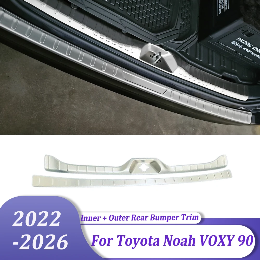 

Inner + Outer Rear Bumper Protector Trim Door Sill Scuff Cover Plate Car Accessories For Toyota Noah VOXY 90 2022-2026