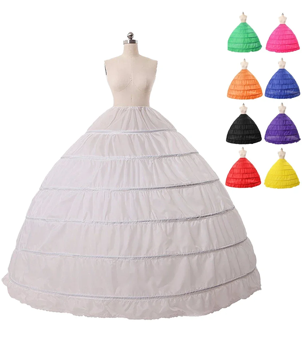 

6 hoop Ball Gown Petticoat Woman Under skirt Wear vestido branco crinoline Purple Red Blue Big Petticoat