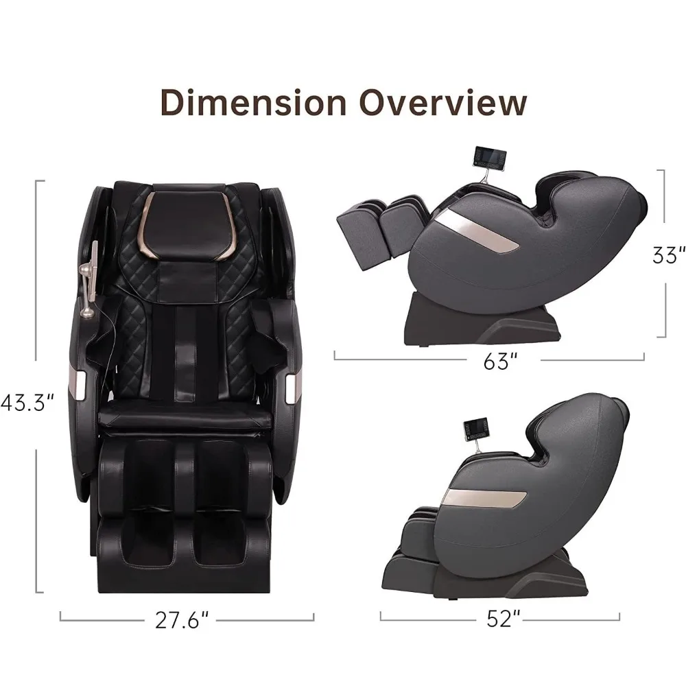 Kursi Pijat Seluruh Tubuh 2025 dengan Dual-core S Track, Kursi Pijat Shiatsu Zero Gravity dengan Kontrol APP dan LCD, Kontrol LCD
