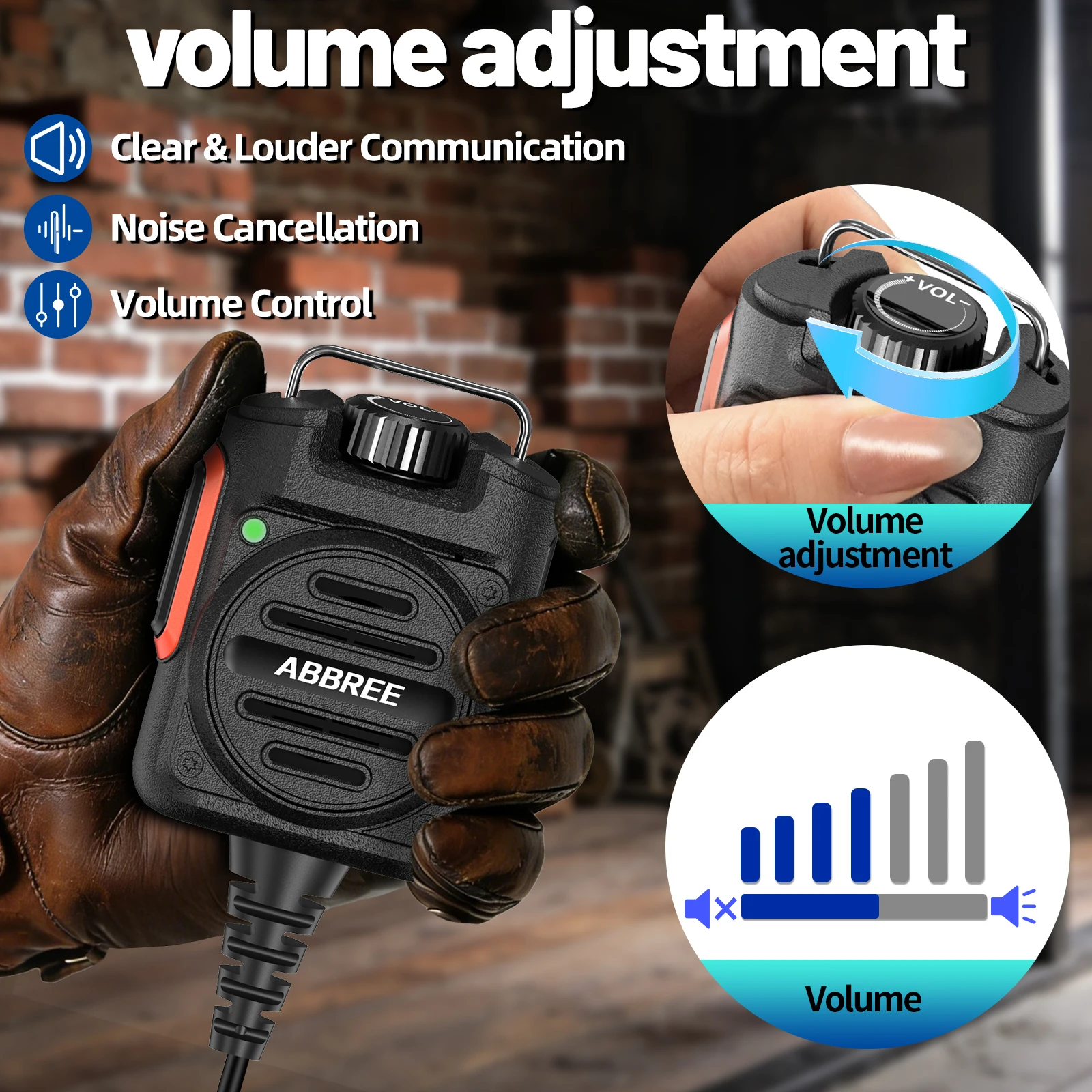 Micrófono altavoz ABBREE AR-158 recargable para walkie Baofeng UV-5R - imagen 4