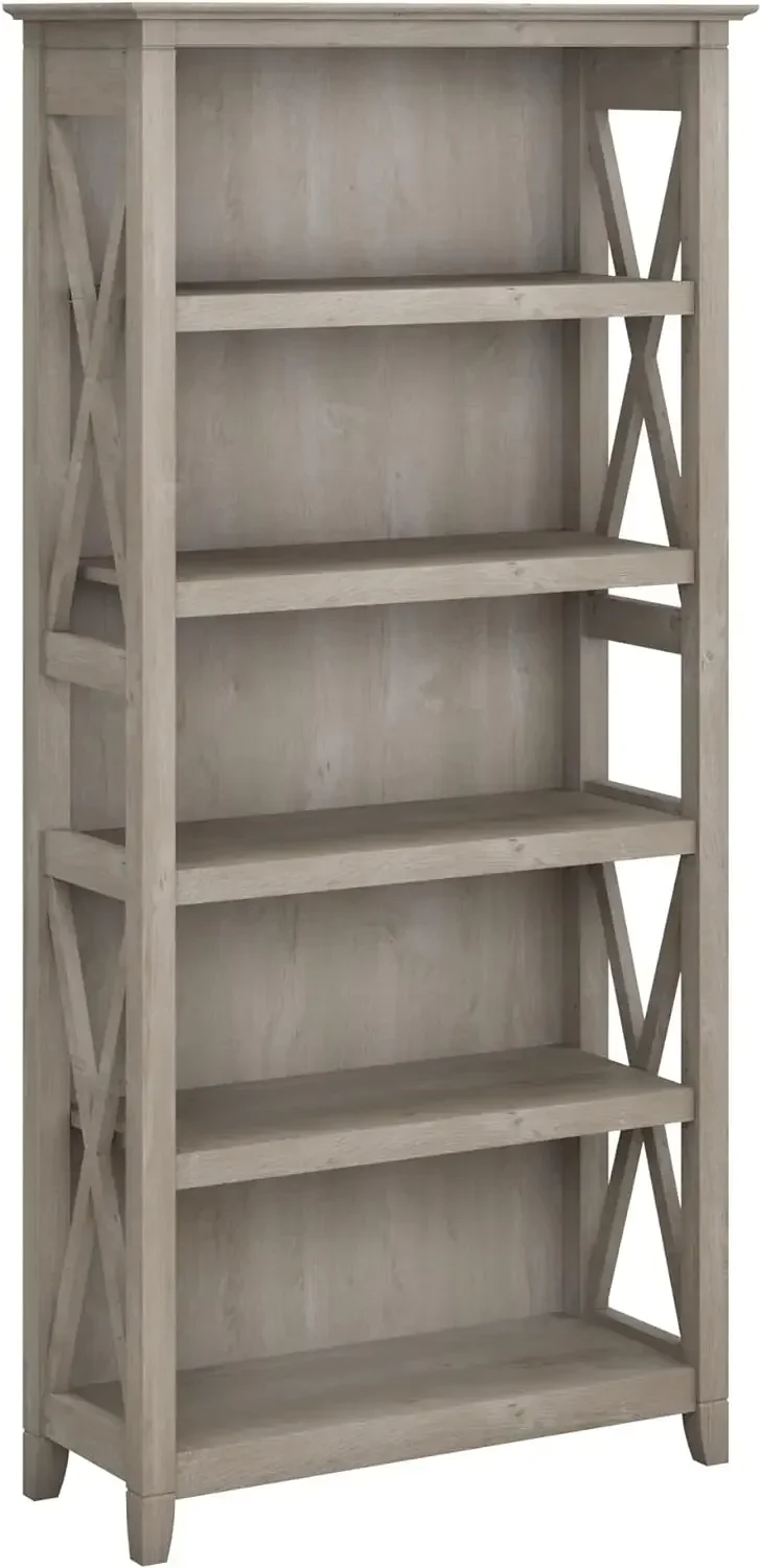 

Key West Tall 5 Shelf Bookcase in Washed Gray