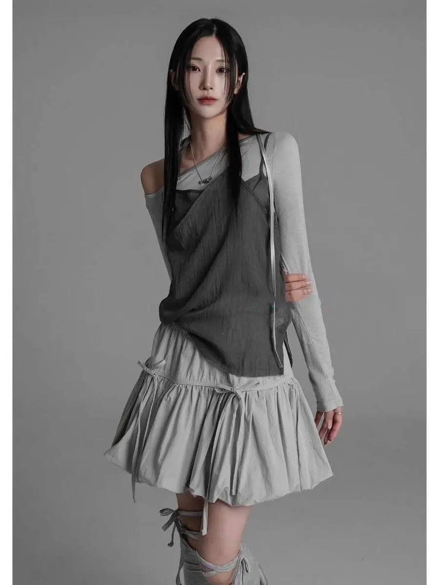 New Style Of Puffy Skirt Design Elastic Straps Sweet And Cool Skirt Lantern Skirt 2025